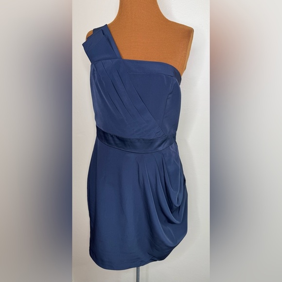 The Limited Navy Blue One Shoulder Knee Length Cocktail Dress Size 8 - Picture 11 of 12